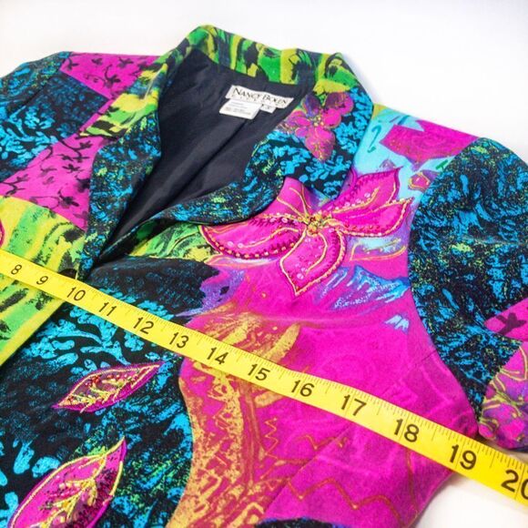 Vintage Batik Silk Embellished Jacket Nancy Bolen City Girl Sz S - Picture 11 of 13